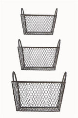 Storage Basket - Set of 3 - Grey Mesh