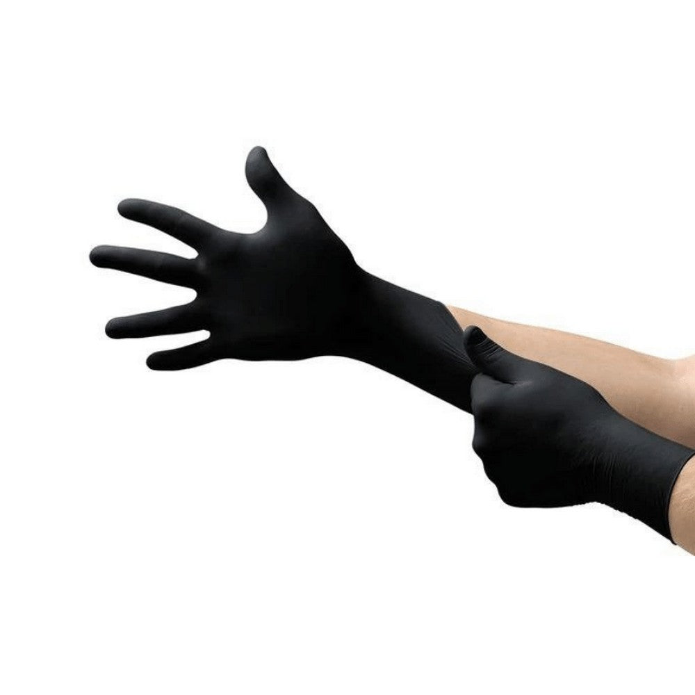 AMADEX NITRILE DISPOSABLE GLOVES BLACK SIZE XL 100PCS POWDER FREE PANTHER 100 PA