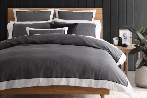 Queen Duvet Set Essex Charcoal by Logan and Mason