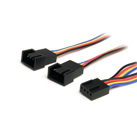 30cm 4-pin fan power splitter cable allowing connection of two PWM fans to a single motherboard power connector.