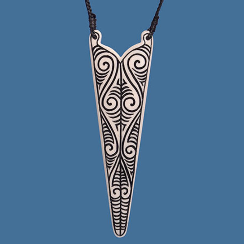 Bone Pendant With TÄ Moko Inspired Pattern