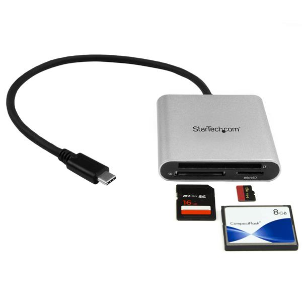 USB 3.0 Flash Memory Multi-Card Reader/Writer w/ USB-C - SD/microSD/CompactFlash