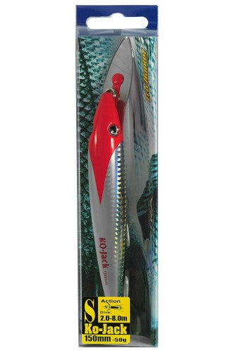 150mm red-headed Kojak Lure designed for deep-sea fishing, featuring durable construction and high-speed trolling capability.