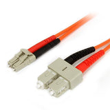 Multimode fiber optic cable, 2m, LC/SC connectors, LSZH jacket for safety, ideal for high-speed networking applications.