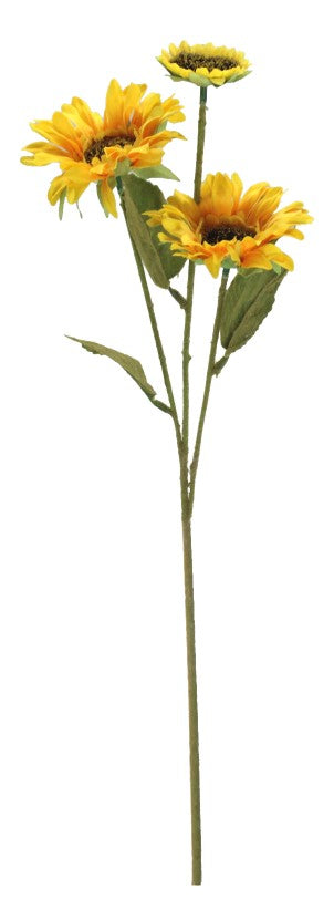 Artifcal Flower / Foliage - Yellow Sunflower Stem 3 Heads