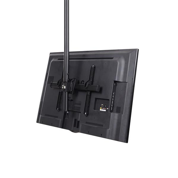 High ceiling TV mount with adjustable pole, full motion for TVs 32" to 75", supports up to 110lbs, ideal for sloped ceilings.