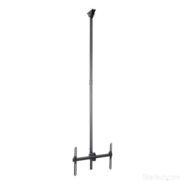 High Ceiling TV Mount with adjustable pole, full motion swivel, and tilt for 32"-75" TVs, supporting up to 110lbs.