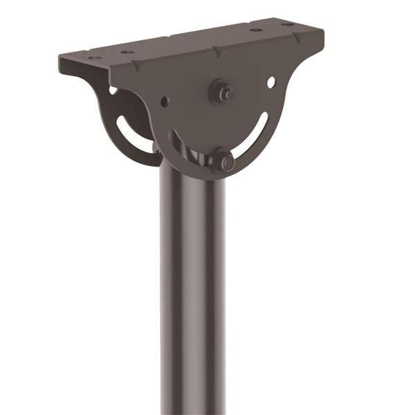 Flat-screen TV ceiling mount with adjustable pole, full motion capability, supports 32"-75" TVs up to 110 lbs. Ideal for varied ceilings.