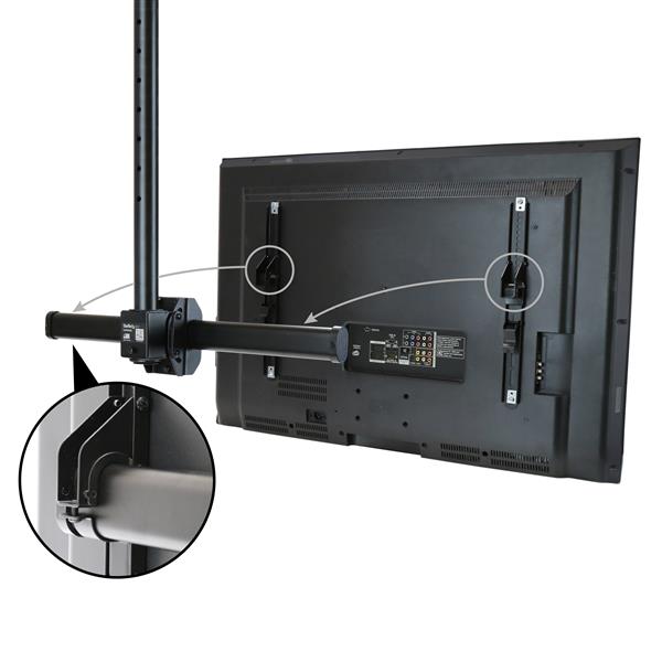 Ceiling mount for TVs 32"-75", full motion design for optimal viewing angle, extending from 22" to 33.5", supports 110 lbs.