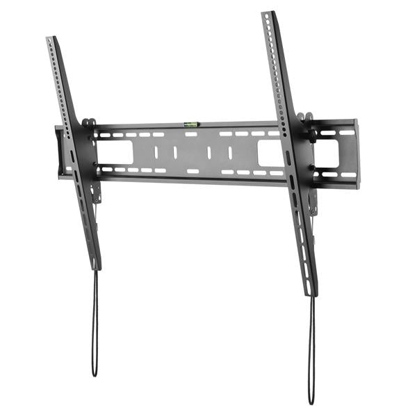 Heavy-duty tilting wall mount for 60" to 100" TVs, low-profile design, supports up to 165 lbs, ideal for various settings.