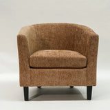 Deluxe Tub Chair in Makers Sandstone, featuring a modern design, sturdy frame, and soft polyester fabric for comfort.