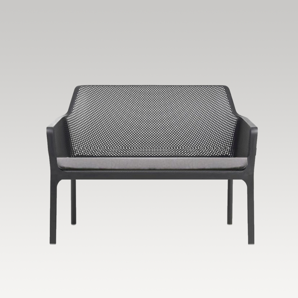 Net Bench With Cushion - Double (Charcoal)