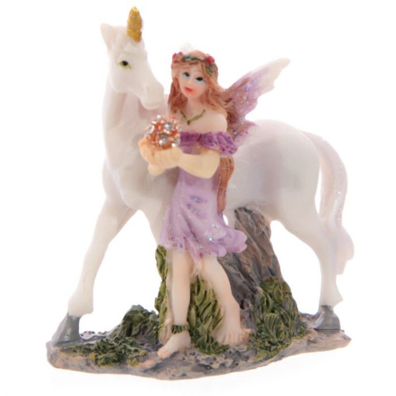 Set of 24 assorted fairy and unicorn figurines in a mini gift bag, perfect for themed parties and imaginative play.