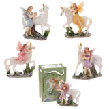 Set of 24 assorted resin fairy and unicorn figures in a mini gift bag, perfect for parties and imaginative play.