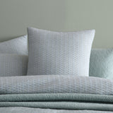 Platinum Frankie Sage European Pillowcase in soft green, featuring a honeycomb waffle texture and measuring 65cm x 65cm.