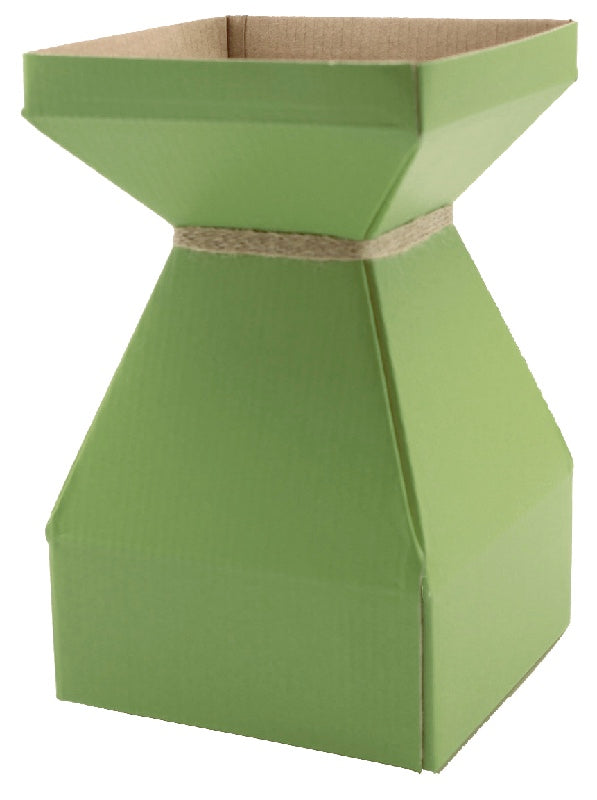 Vaz Small Transportable Cardboard Vase with Liner in Moss. Pack of 10.