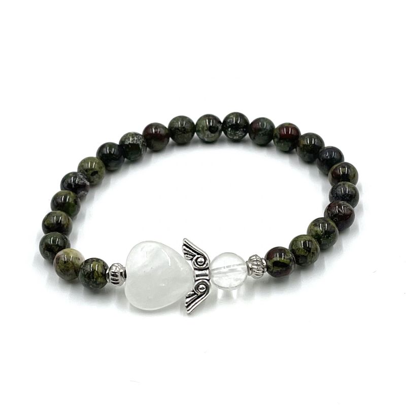 Bracelet - Dragon Blood Jasper Crystal Heart Guardian Angel