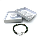 African Turquoise Heart Guardian Angel Bracelet featuring 6mm beads, symbolizing serenity, balance, and protection.