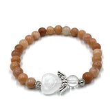 Bracelet - Pink Jade Crystal Heart Guardian Angel