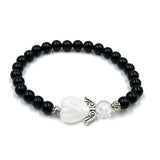 Bracelet - Onyx Crystal Heart Guardian Angel