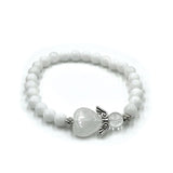 Bracelet - White Jade Crystal Heart Guardian Angel