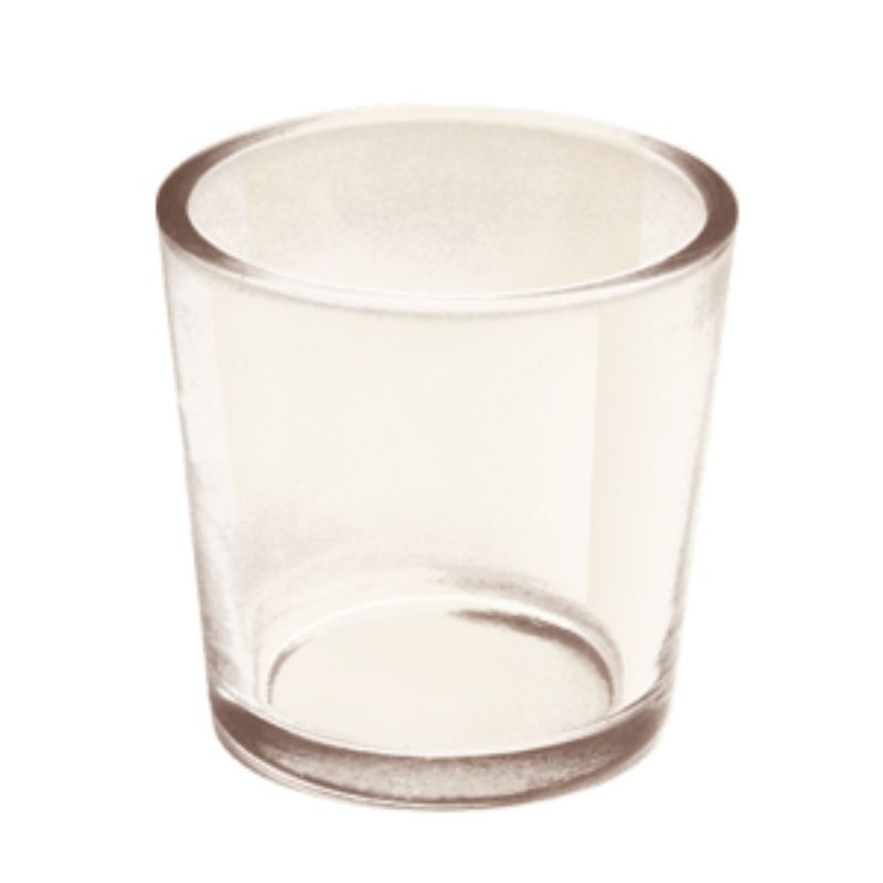 Elegant glass votive holder, 57mm height, 60mm diameter, perfect for tealight candles, enhancing any decor with warm ambiance.