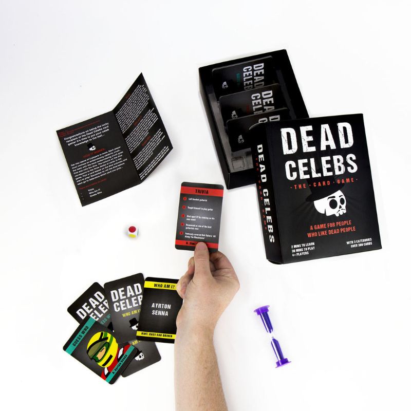 Dead Celeb Card Game by Gift Republic features over 300 trivia cards for fun-filled gameplay about iconic celebrities.