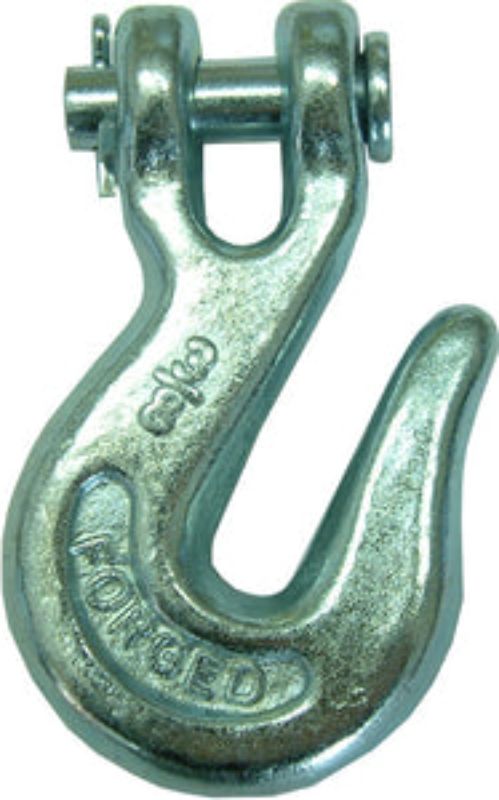 Galvanised 13mm chain grab hook with clevis pin, designed for secure lifting and towing, ideal for heavy-duty tasks.