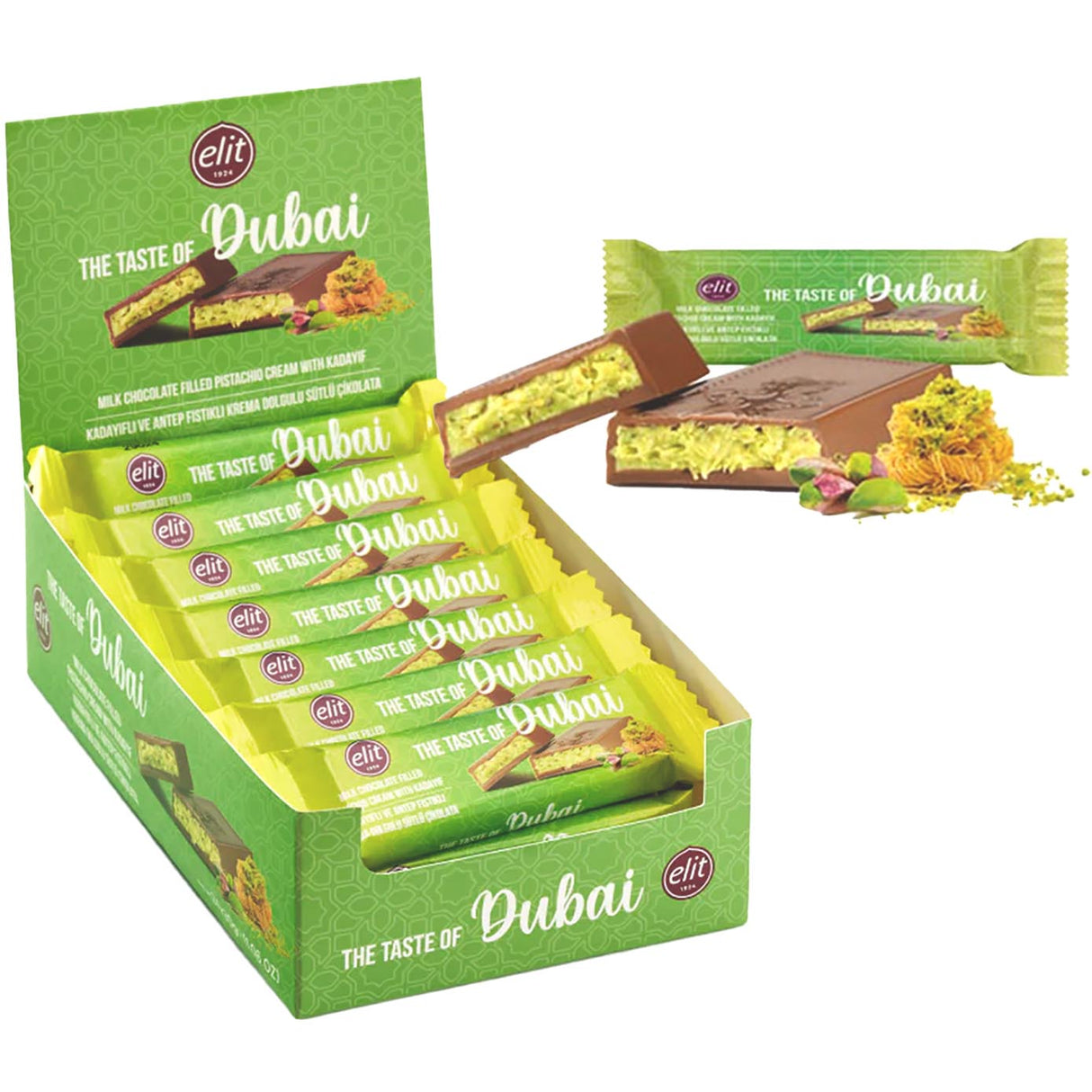 Elit Milk Chocolate with Filled Pistachio 90g - Carton of 12