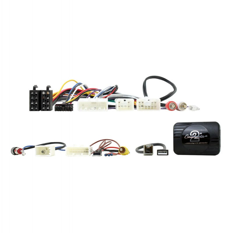 Steering wheel control harness for Toyota, enabling aftermarket audio with factory controls and connections.