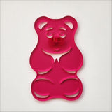 Pink satin acrylic Gummy Bear wall art, 88mm x 139mm, adds playful sophistication to any decor, perfect for moisture-prone areas.