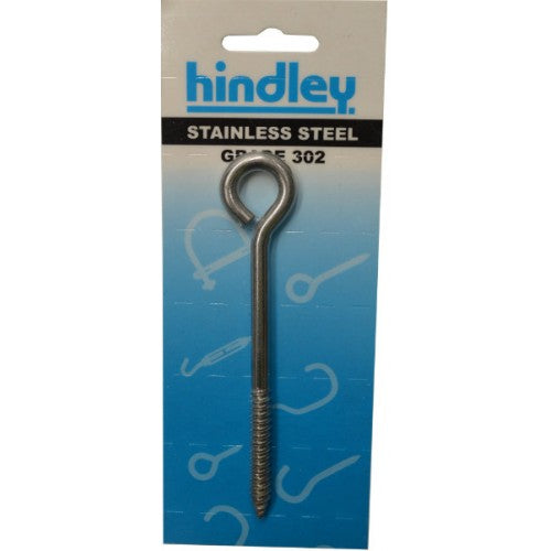 Stainless Screweye 125x6mm   Carded  Hindley