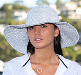 White Endless Summer Resort Hat featuring UPF 50+ protection, packable design, size adjustable fit, and stylish wire brim.