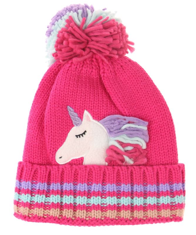Kids Unicorn With Mane Beanie - RED