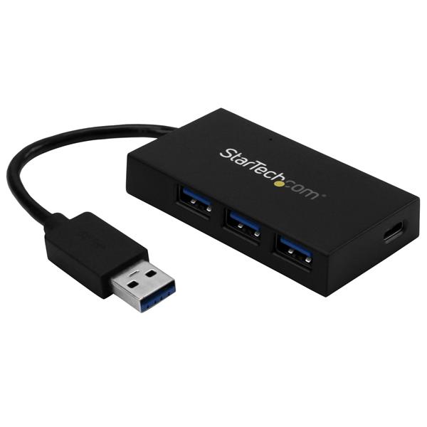 4 Port USB Hub - USB 3.0 - USB A to 3x USB A & 1x USB C - Includes Power Adapter