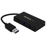 4 Port USB Hub - USB 3.0 - USB A to 3x USB A & 1x USB C - Includes Power Adapter