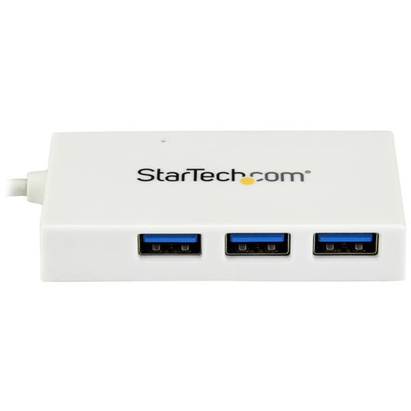4-Port USB-C Hub - USB-C to 1x USB-C and 3x USB-A - USB 3.0 Hub - White