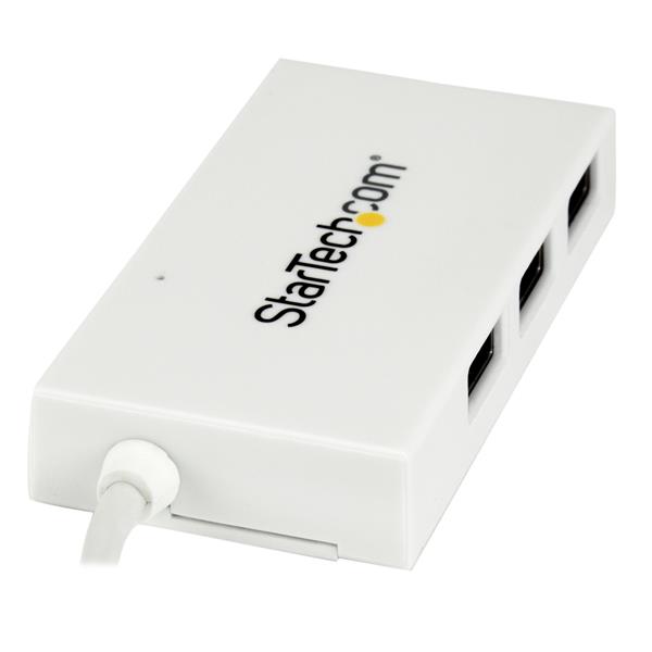 4-Port USB-C Hub - USB-C to 1x USB-C and 3x USB-A - USB 3.0 Hub - White