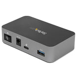 4-Port USB C Hub with 3 USB-A and 1 USB-C ports, supporting 10Gbps speeds for versatile device connectivity and power.