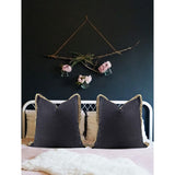 CUSHION COVER - JUTE FLANGE - BLACK / NATURAL -  550x550