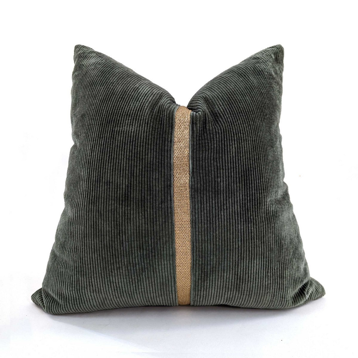 CUSHION COVER - BRAID - GREEN / GOLD -  550x550