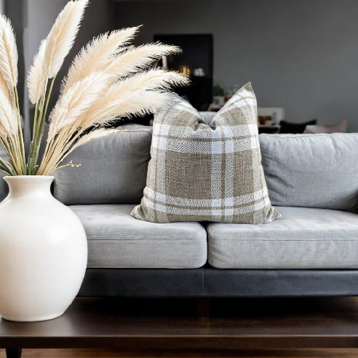 SNUGG & CO CUSHION COVER - BROOKS CHECK SAND CHEQUERED