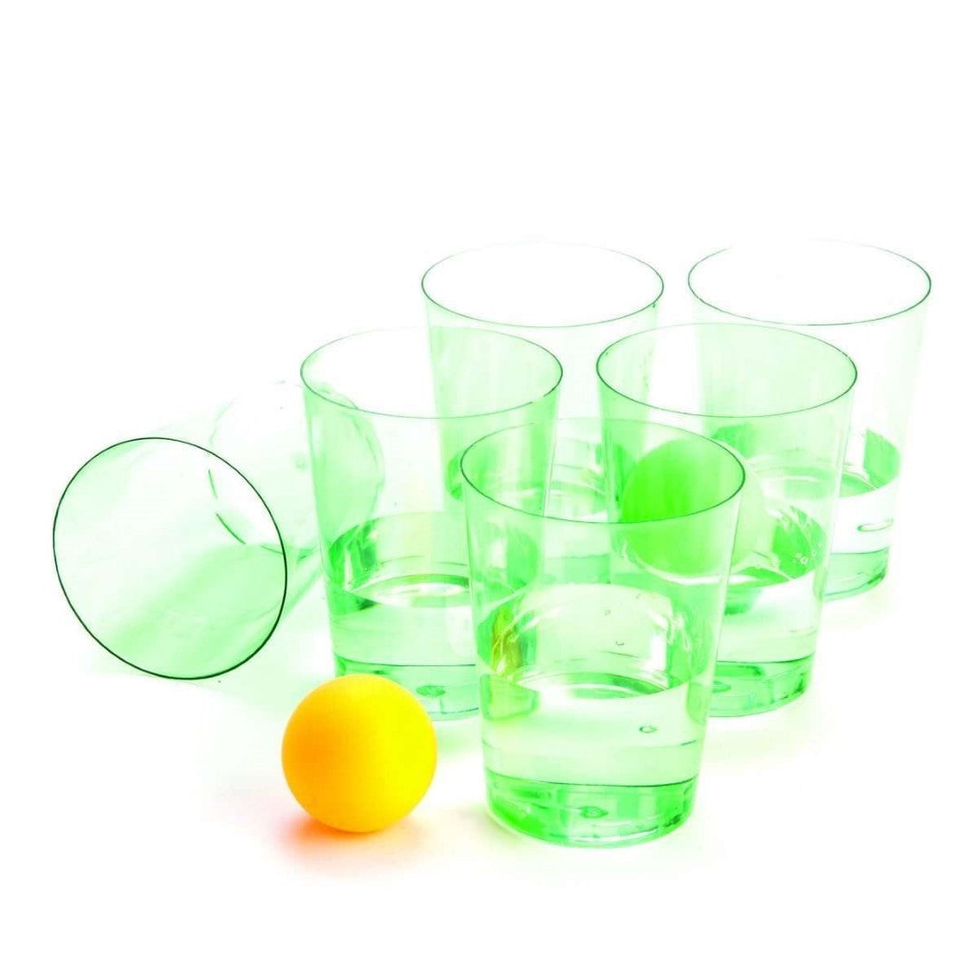 Colorful Gin Pong Drinking Game set with 12 cups and 4 balls for a fun twist on beer pong, perfect for gin lovers.