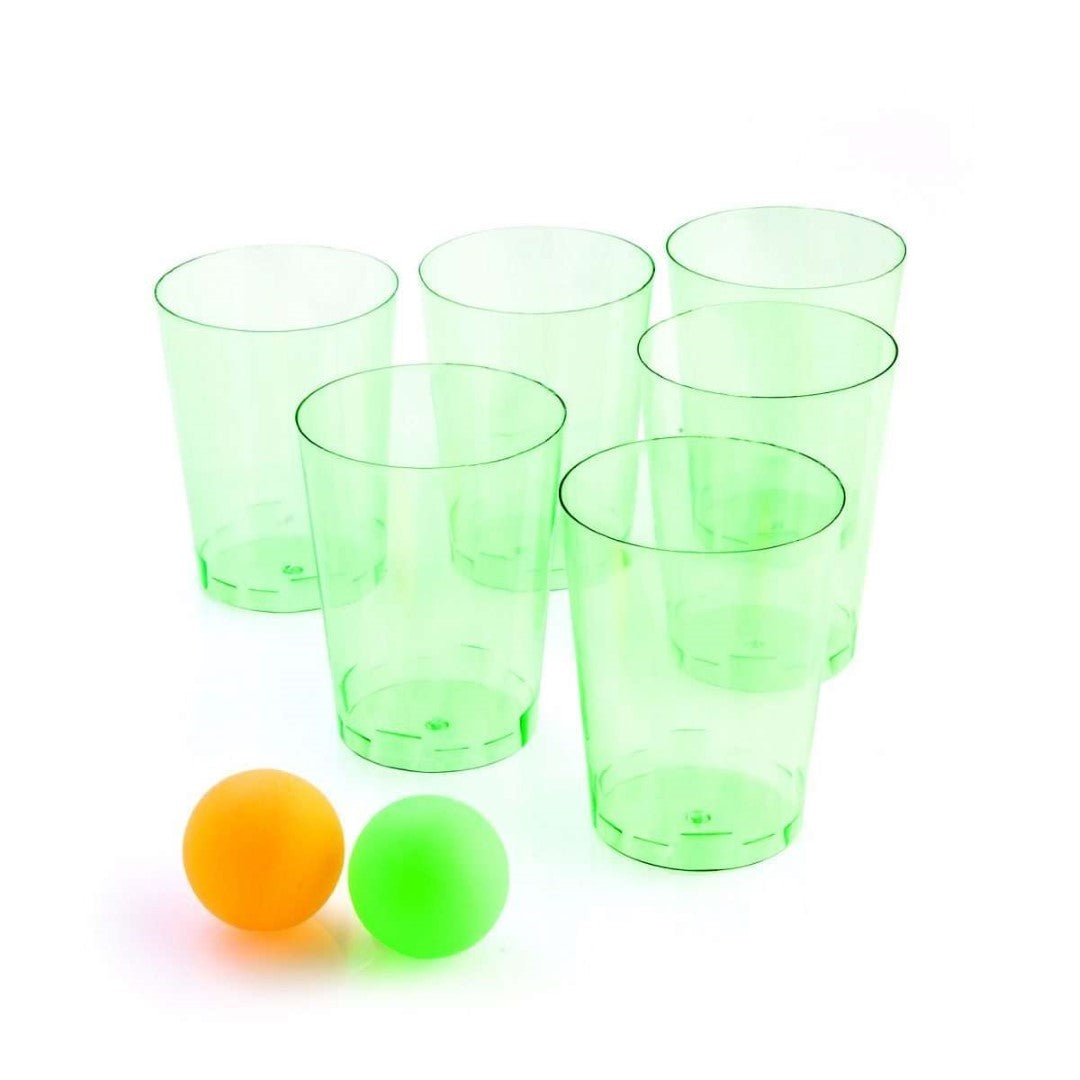 Colorful Gin Pong Drinking Game set with 12 cups and 4 balls for a fun twist on classic beer pong. Perfect for gin lovers!