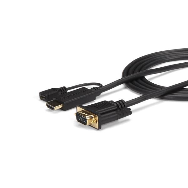 3ft HDMI to VGA active converter cable for seamless connection; supports 1920x1200/1080p, no external power needed.