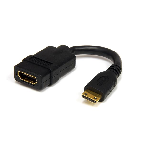 Compact 12cm High Speed HDMI Adapter Cable connecting HDMI Mini devices to displays, supporting 4K resolution with gold-tipped connectors.