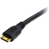 2m high-speed HDMI cable with Ethernet for connecting HDMI Mini devices to standard HDMI displays, featuring gold-tipped connectors.