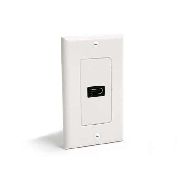 Single Outlet Female HDMI Wall Plate in white, designed for seamless connections and a clean home theater setup.