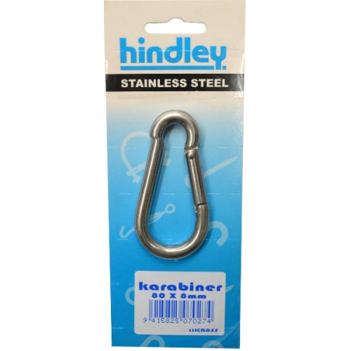 Stainless Karabiner  80x8mm  Carded