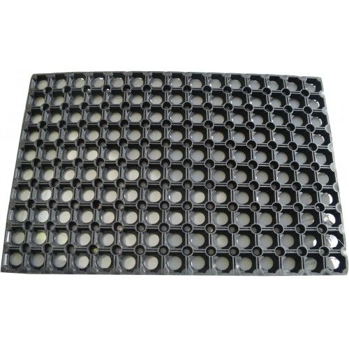 Rubber door mat with hollow ring pattern, measuring 60 x 40cm, ideal for entrance ways.